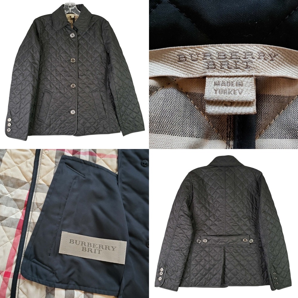 Burberry Quilted Jacket Copford Womens Size Small Black Nova Check Coat